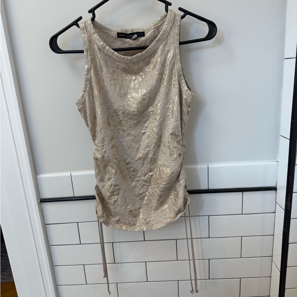 White House Black Market Gold Floral Tank Top - fits like a small